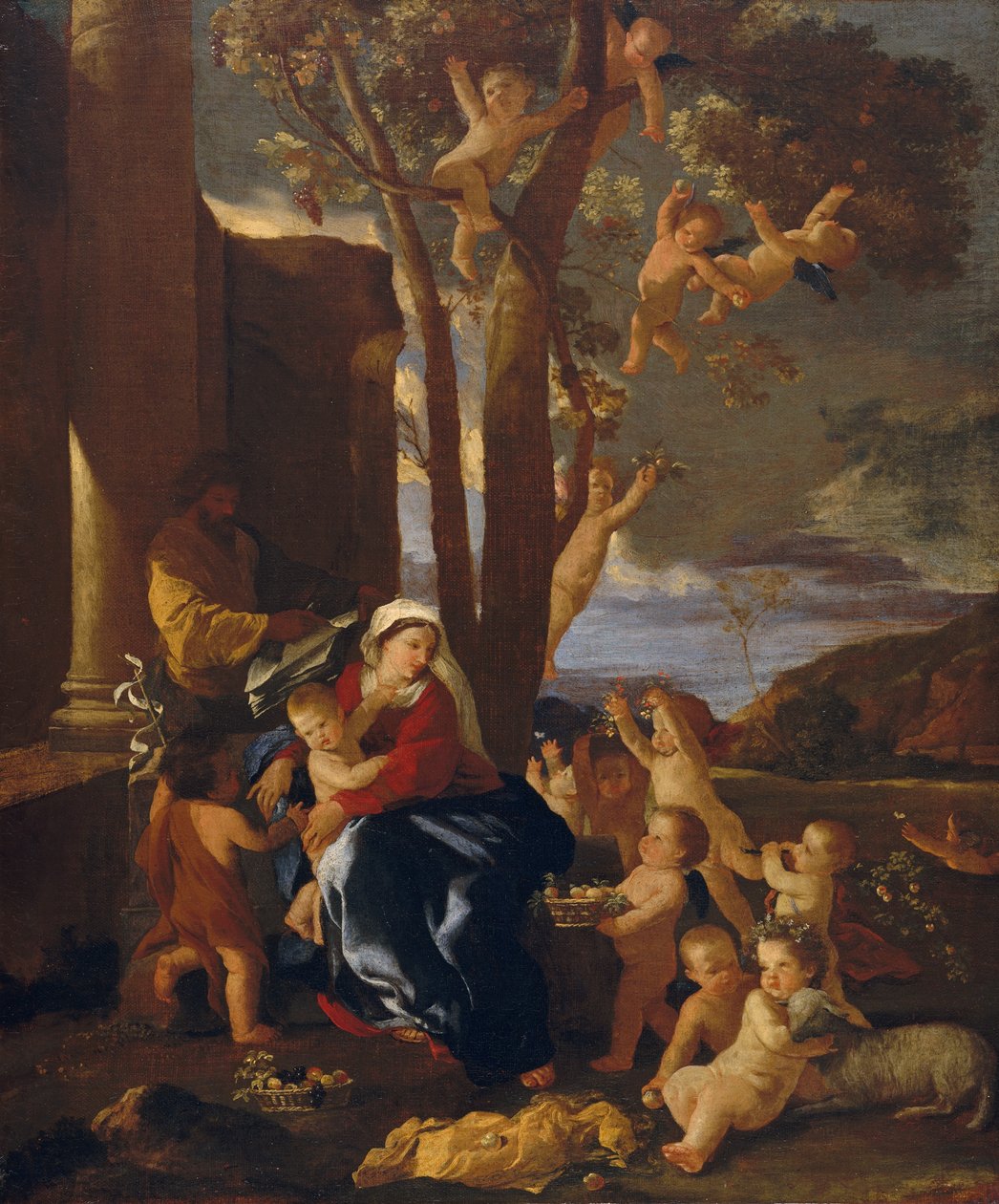 Pyhä perhe Pyhän Johannes Kastajan kanssa, n. 1627. tekijältä Nicolas Poussin