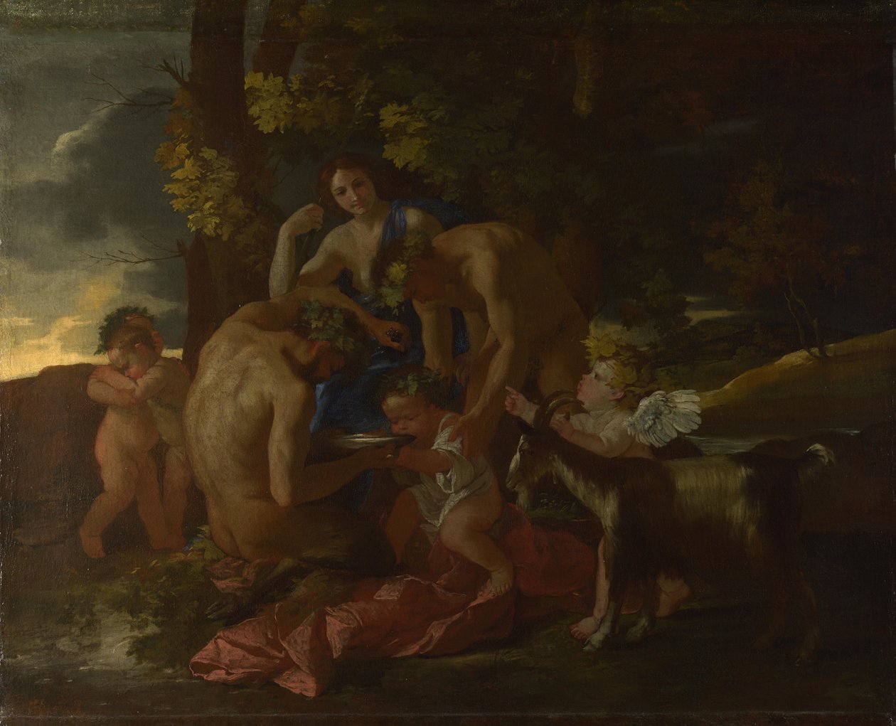 Bacchuksen hoito, n. 1628-1629 tekijältä Nicolas Poussin
