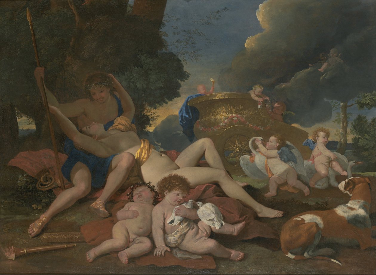 Venus ja Adonis tekijältä Nicolas Poussin