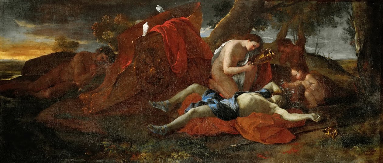 Venus suree Adonia, 1626. tekijältä Nicolas Poussin