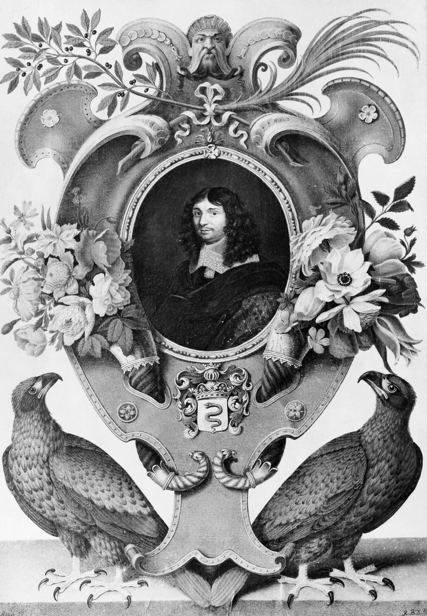 Jean-Baptiste Colbertin (1619-1683), ranskalaisen valtiomiehen muotokuva, Nicolas Robertin (1614-1685) kaiverrus tekijältä Nicolas Robert