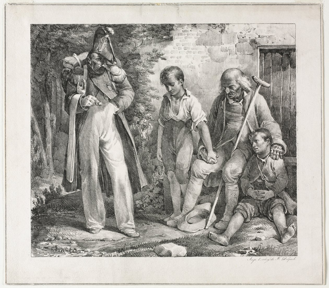Almua kerjäämässä, 1819. tekijältä Nicolas Toussaint Charlet