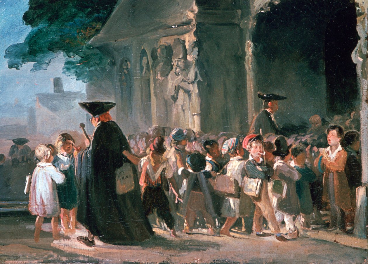 Lapset kirkon ovella, c1817-1845. tekijältä Nicolas Toussaint Charlet