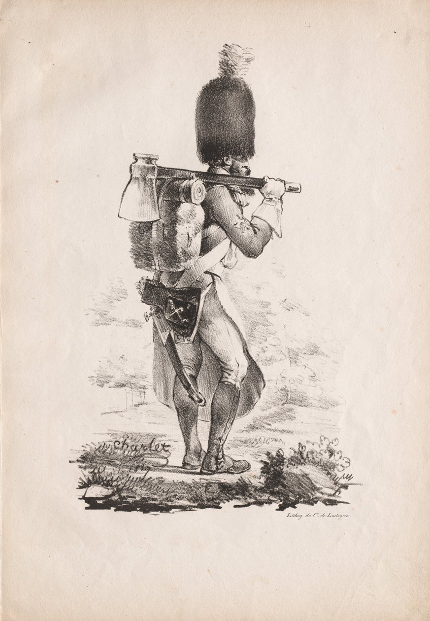 Sotilasasut: Jalkaväen sapööri, 1817-1818. tekijältä Nicolas Toussaint Charlet