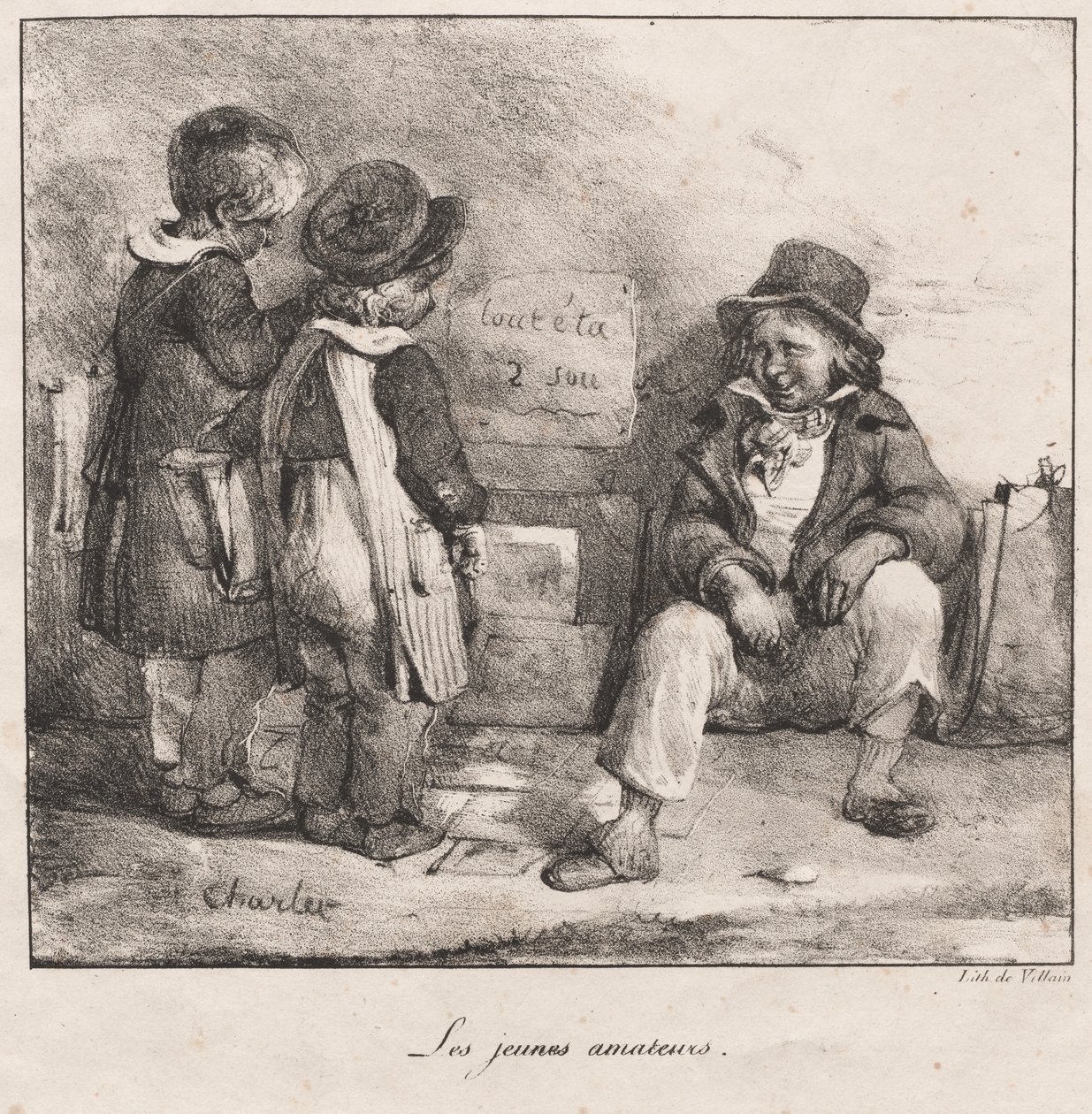 Luonnoskirja pienten lasten käyttöön: Nuoret amatöörit, 1822. tekijältä Nicolas Toussaint Charlet