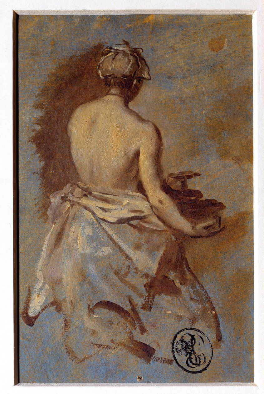 Nicolas Vleughelsin (1668-1737) tutkimus naisesta selästä Piirustus 1700-luvun Pariisi, Louvre-museo tekijältä Nicolas Vleughels
