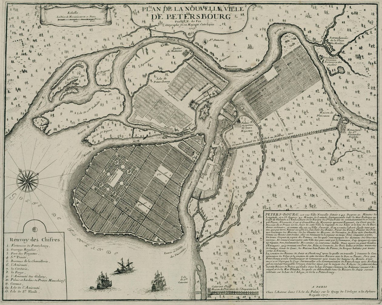 Pietarin kartta, 1717 tekijältä Nicolas de Fer