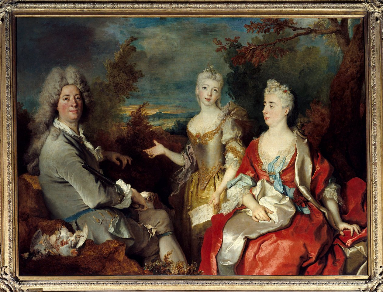 Perhekuva tunnettiin aiemmin muotokuvana taiteilijasta, hänen vaimostaan ja tyttärestään. Nicolas de Largillieren (1656-1746) maalaus Sun. 1,49 x 2,00 m tekijältä Nicolas de Largillière