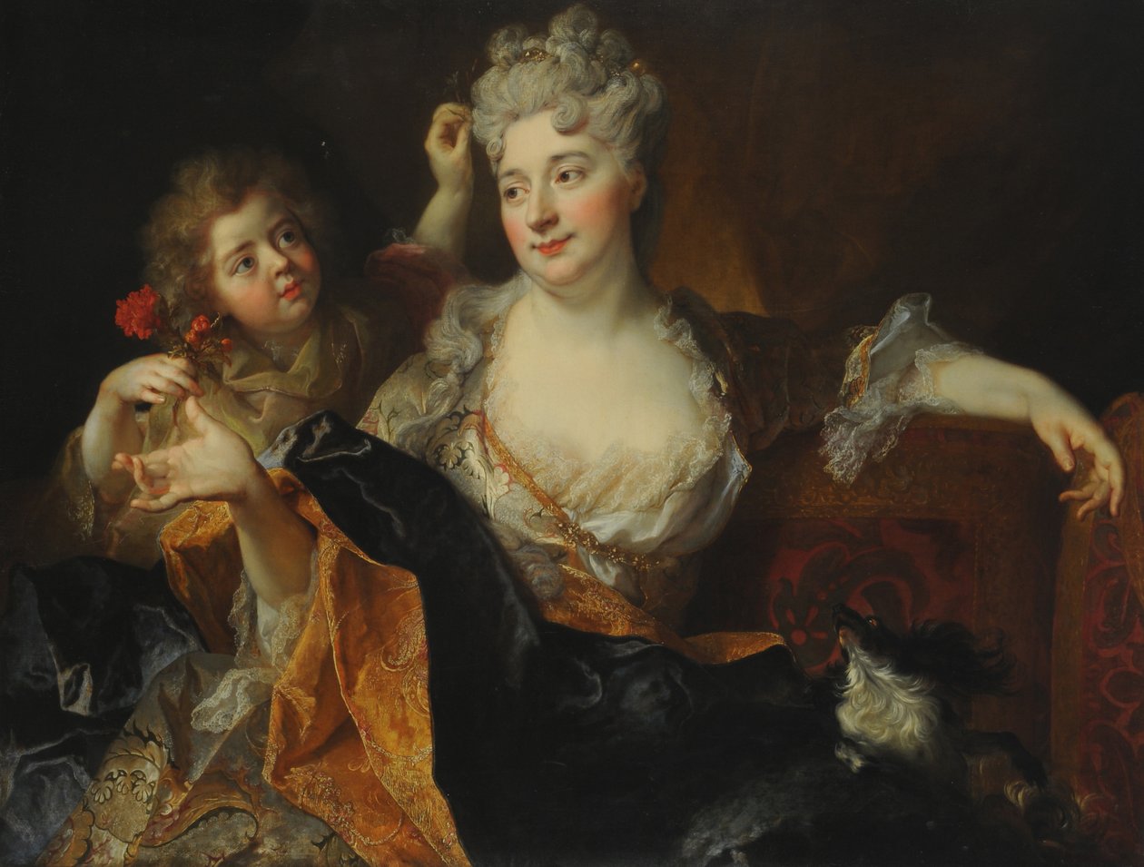Muotokuva Marguerite-Elisabeth Forest of Largillierestä ja hänen pojastaan Nicolasista, noin 1712 (öljy kankaalle). tekijältä Nicolas de Largillière