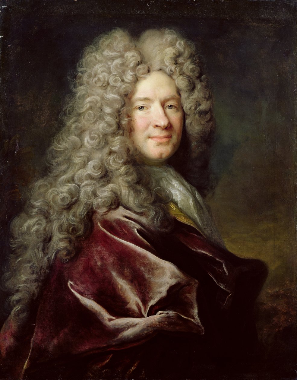 Muotokuva miehestä, jolla on violetti viitta, n. 1700 (öljy kankaalle) tekijältä Nicolas de Largillière
