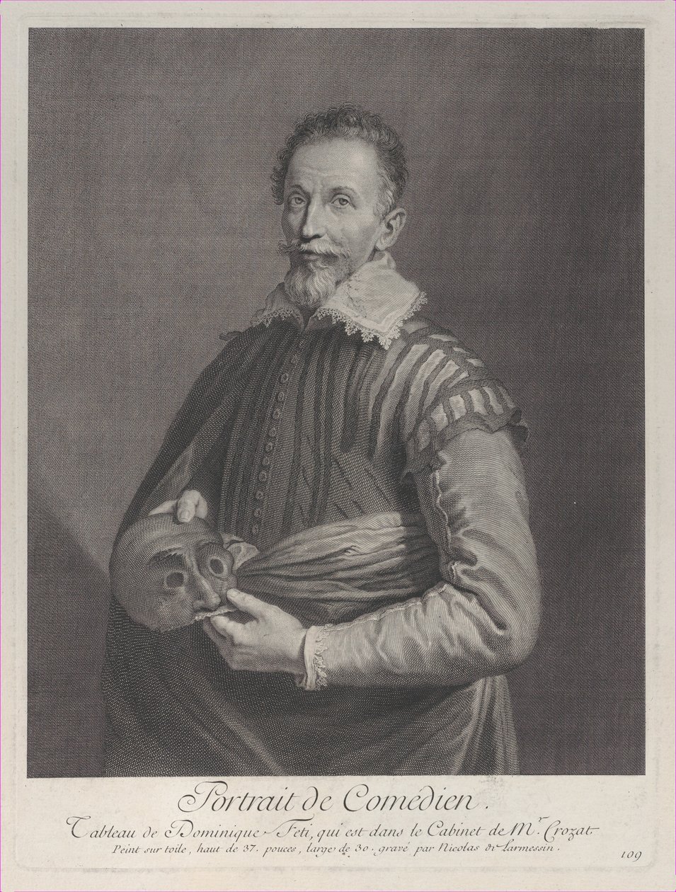 Koomikon muotokuva: Francesco Andreinin muotokuva maskia pitelemässä, 1729-40., 1729-40. tekijältä Nicolas de Larmessin