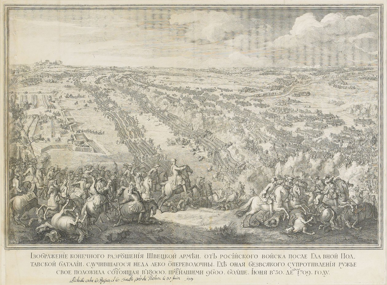 Poltavan taistelu 27. kesäkuuta 1709 tekijältä Nicolas de Larmessin II