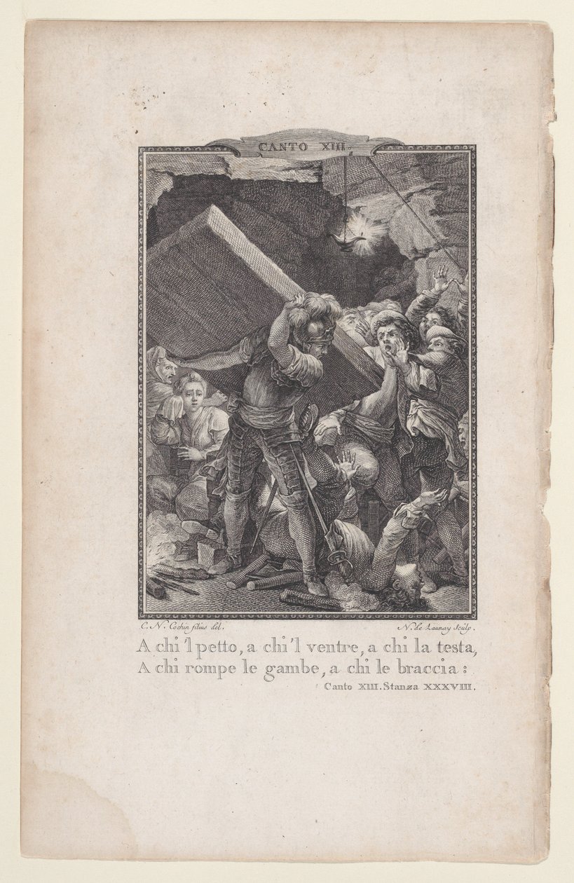 Canto 13, Stanza 38, Orlando Furioso, 1772-74, 1772-74. tekijältä Nicolas de Launay
