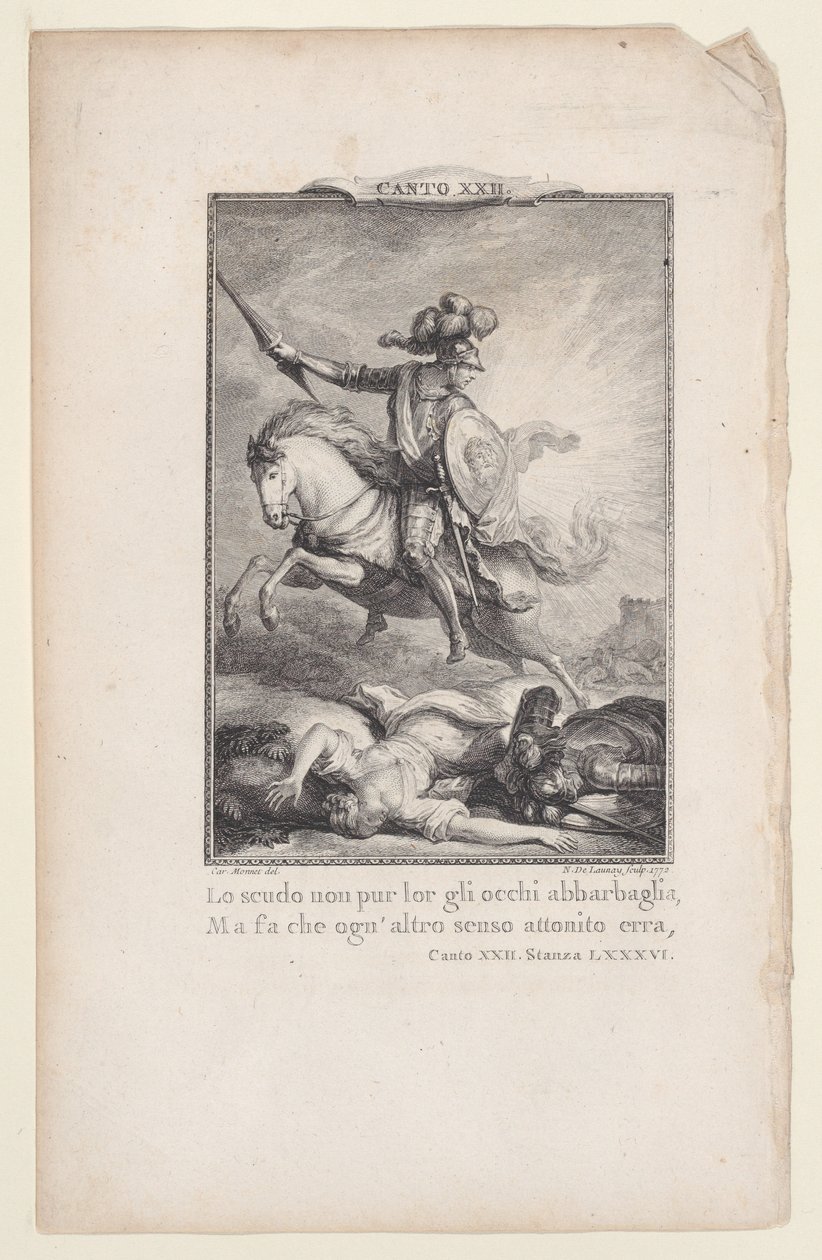 Canto 22, Stanza 86, Orlando Furiososta, 1772, 1772. tekijältä Nicolas de Launay