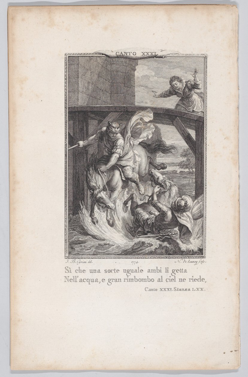 Canto 31, huone 70, Orlando Furioso, 1774, 1774. tekijältä Nicolas de Launay