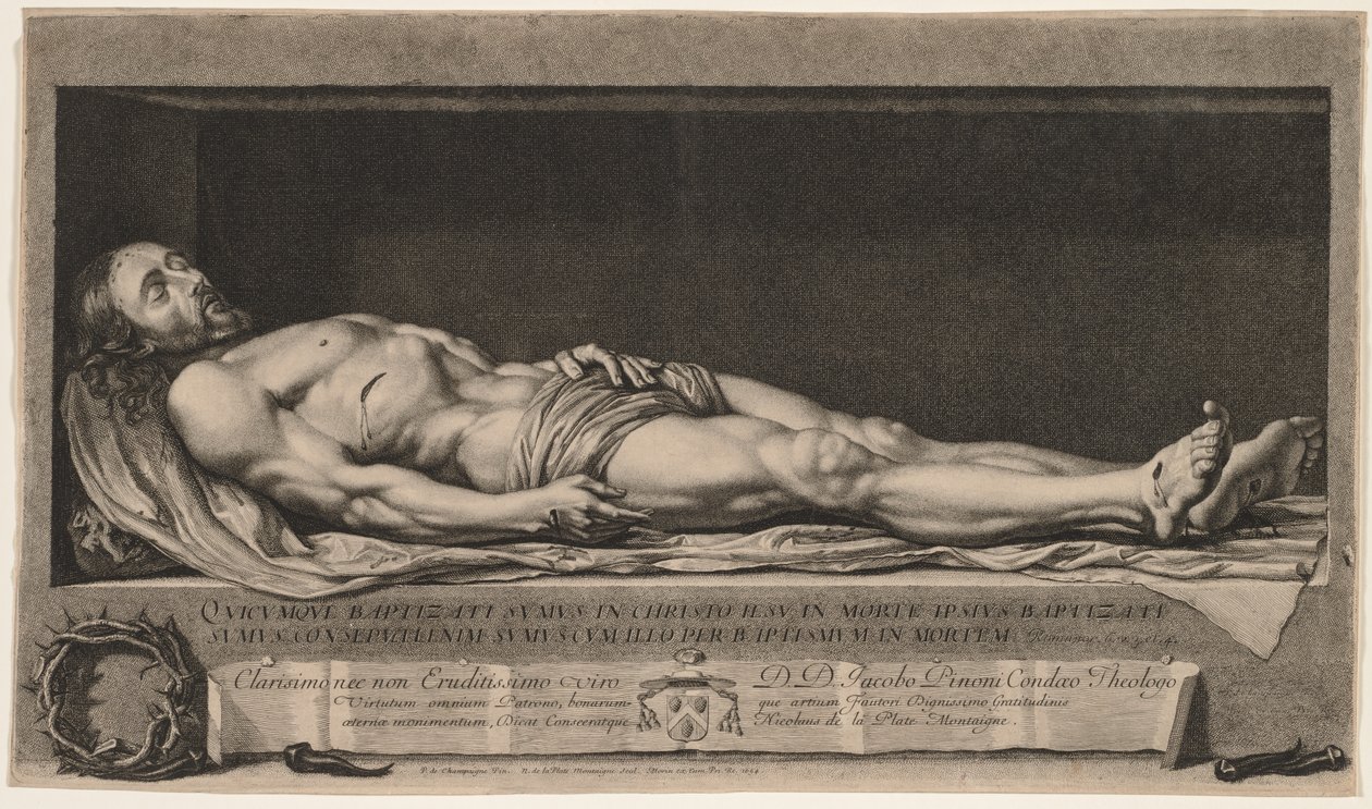 Kristuksen ruumis haudassa, 1654. tekijältä Nicolas de Platte Montagne