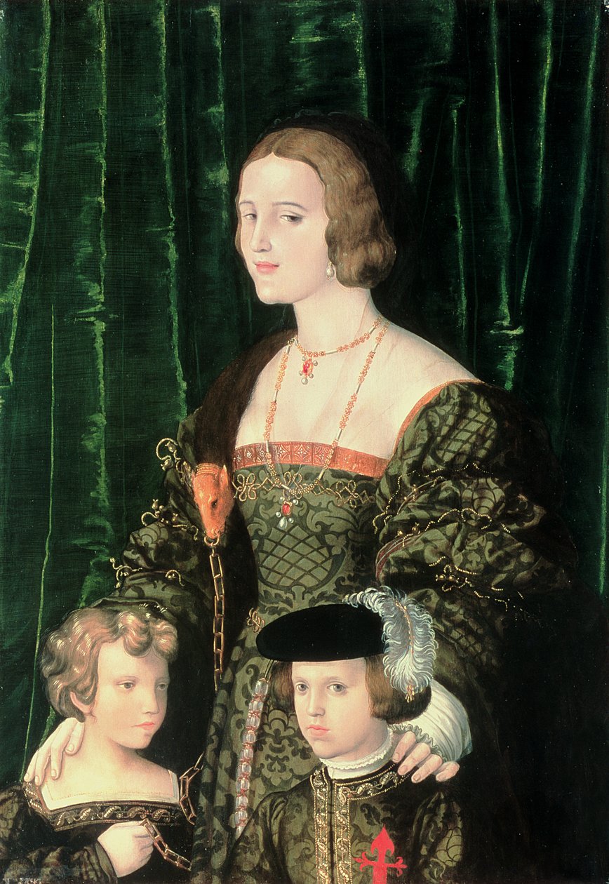 Kastilian hullu Johanna (1479-1555), nuori Kaarle V (1500-58) ja hänen sisarensa tekijältä Nicolaus Alexander Mair von Landshut