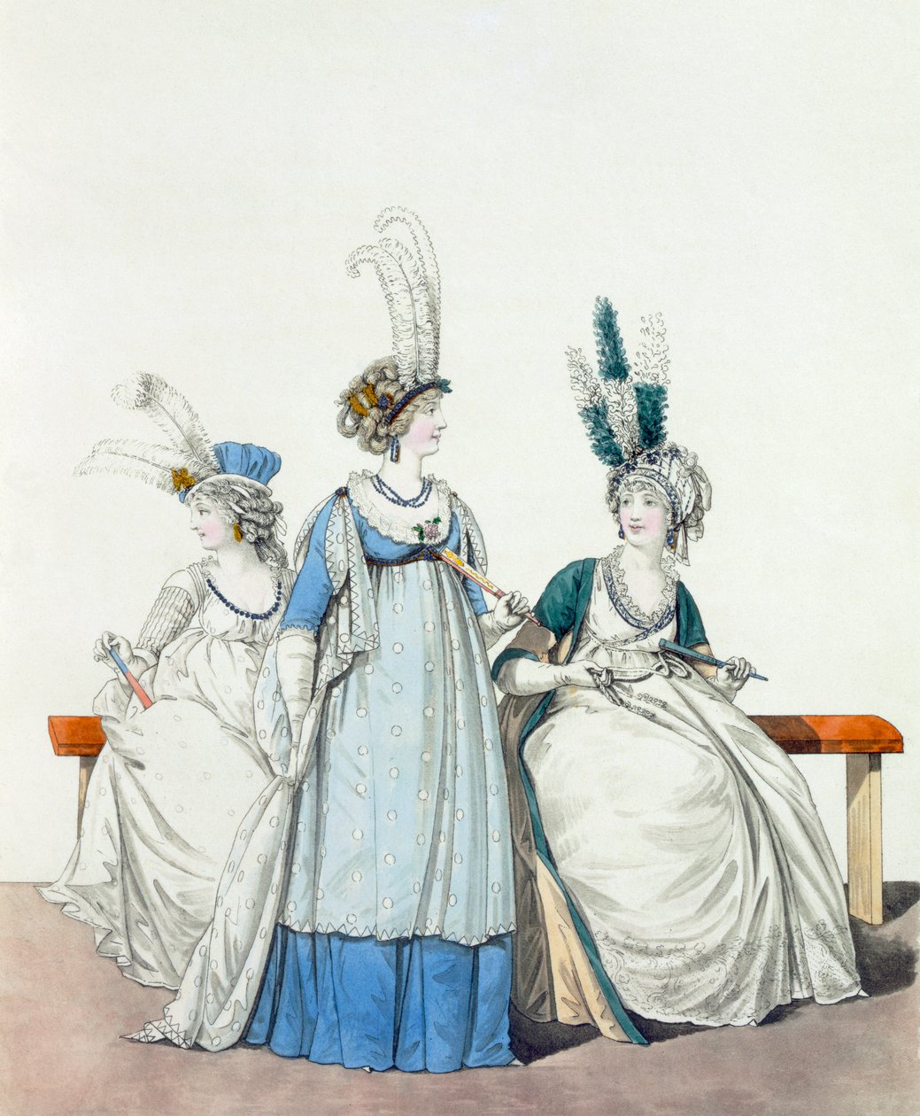 Iltapuvut oopperaan ja konsertteihin, kuva. 96, kuva 97 7 kuva. 98 The Gallery of Fashionista, 1797 tekijältä Nicolaus von Heideloff