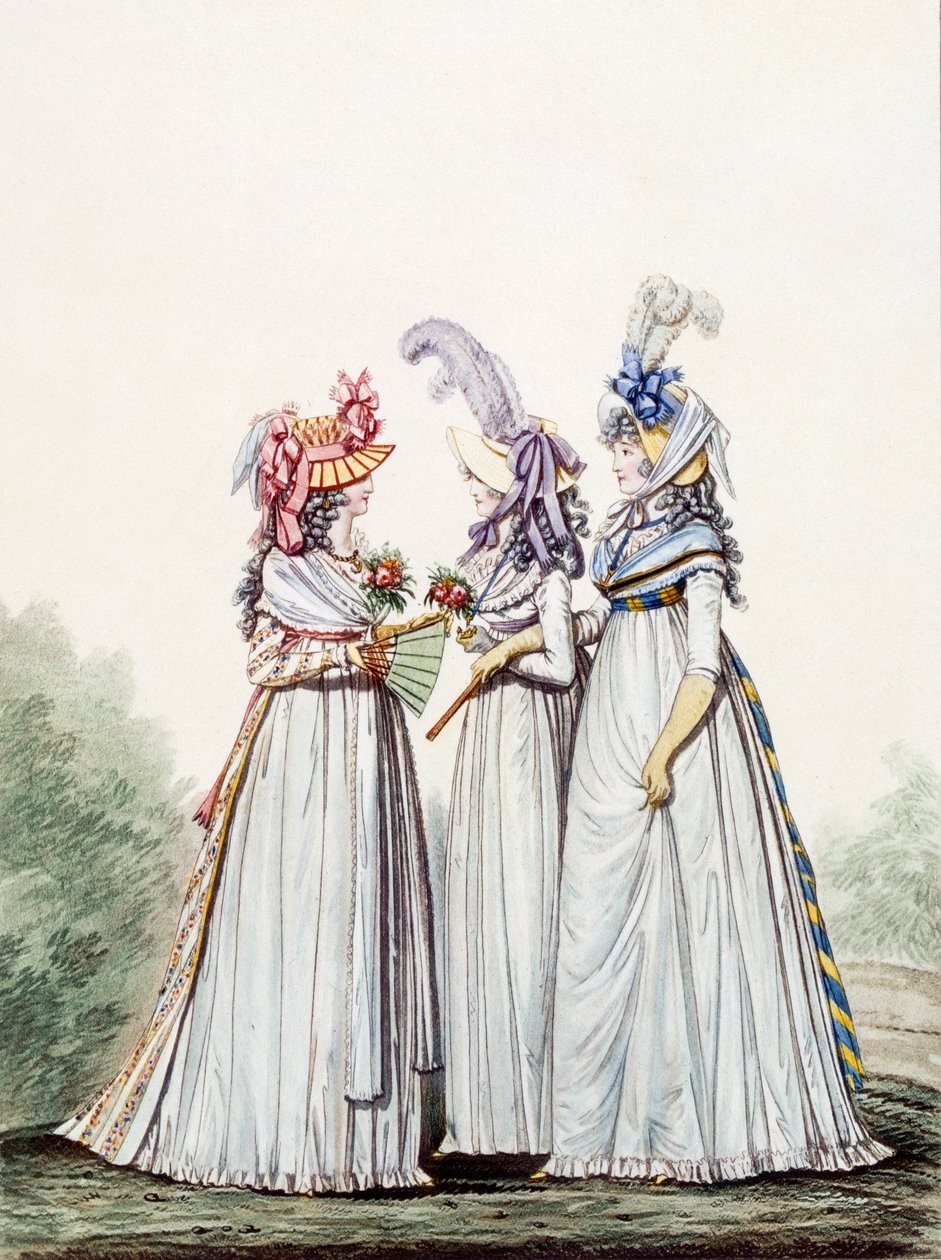 Aamumekot, kuva. 16, kuvio 17 ja kuva 18 The Gallery of Fashionista, 1797 tekijältä Nicolaus von Heideloff