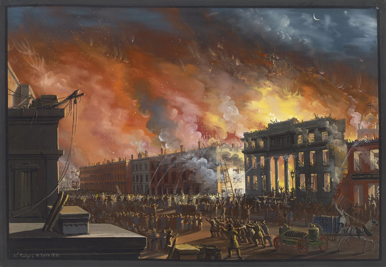 Näkymä suuresta tulipalosta New Yorkissa, 1835, 1837 tekijältä Nicolino Calyo