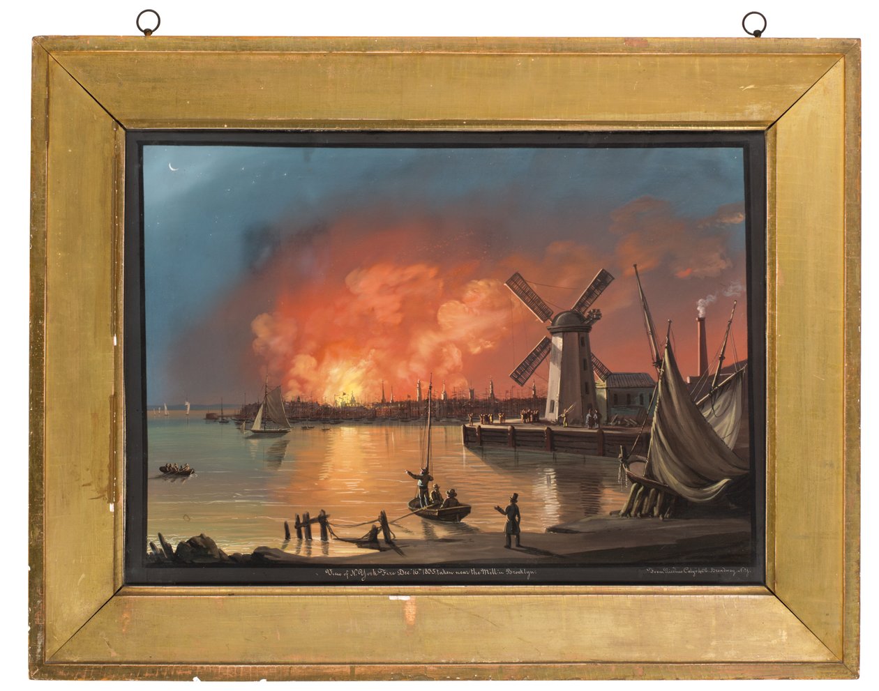 Näkymä New Yorkin tulipalosta, otettu lähellä myllyä Brooklynissa, 16. joulukuuta 1835 tekijältä Nicolino Calyo