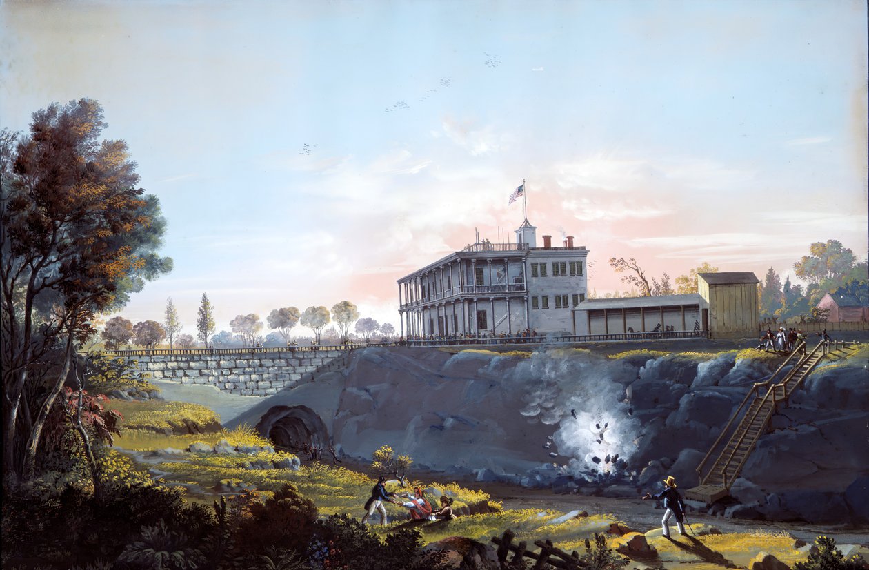 Näkymä Harlemin rautatien tunnelista, noin 1837. tekijältä Nicolino Calyo