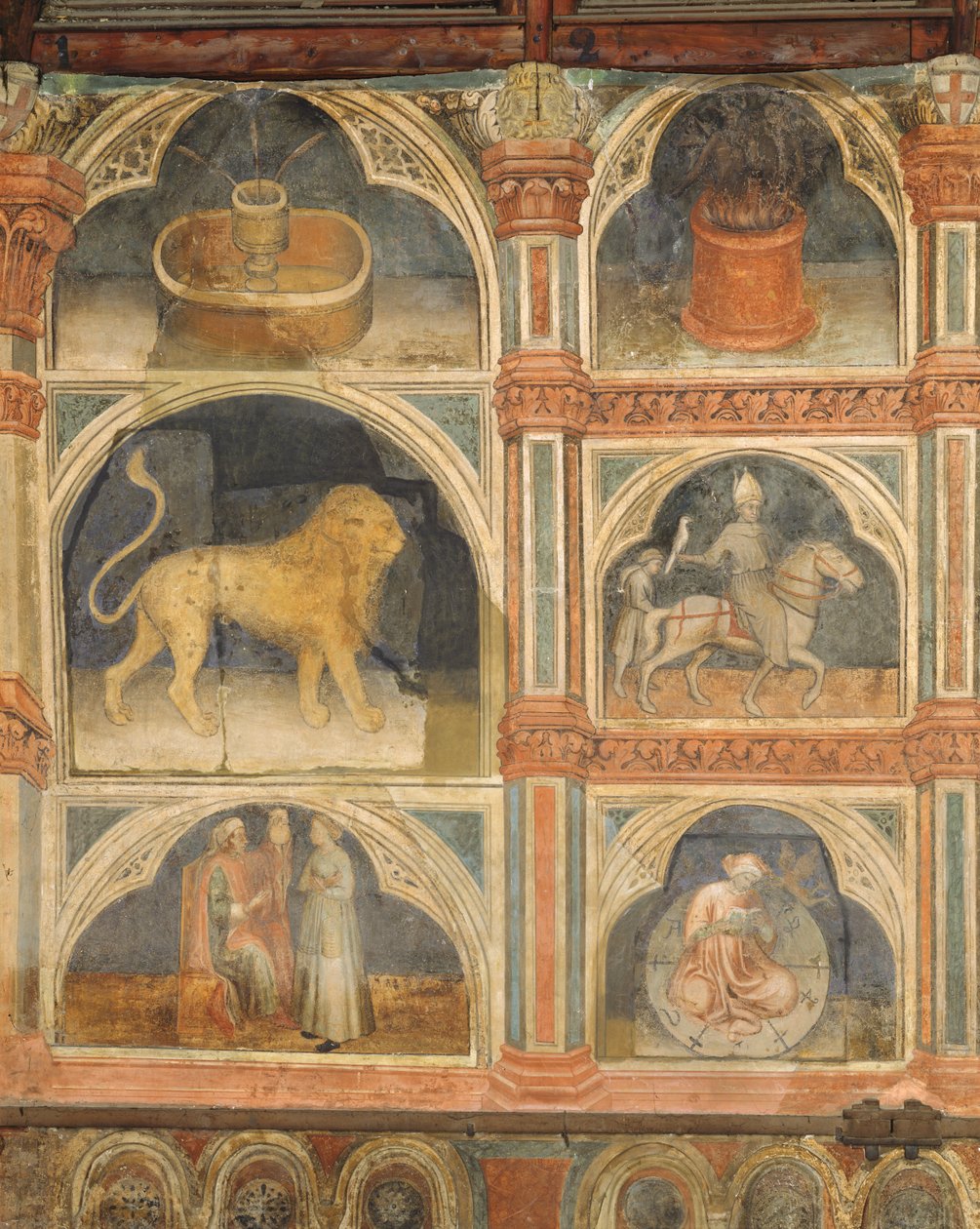 Heinäkuu astrologista sykliä kuvaavien seinämaalausten sarjasta tekijältä Nicolo and Stefano da Ferrara Miretto