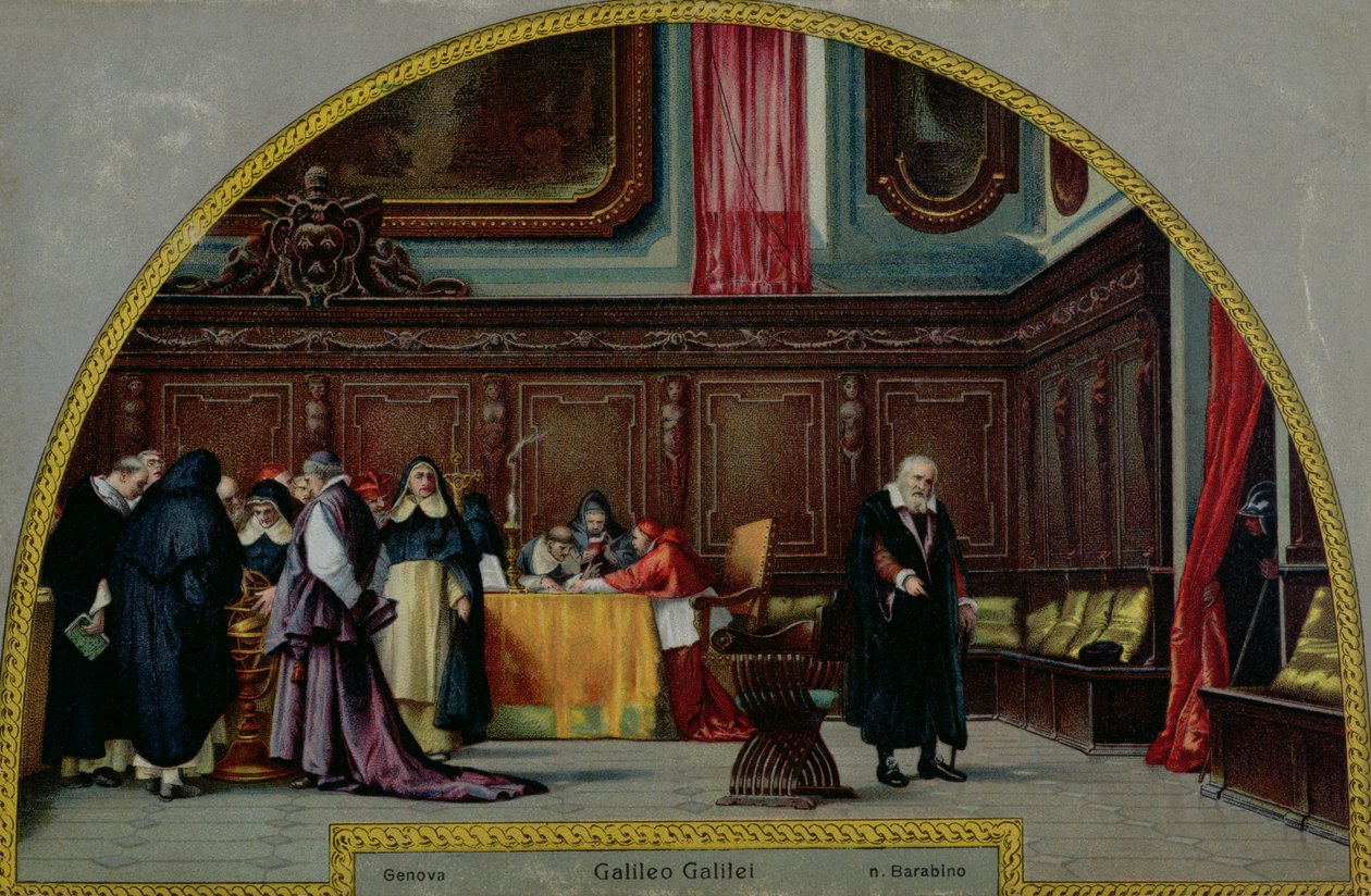 Galileo Galilein (1564-1642) oikeudenkäynti vuonna 1633 tekijältä Nicolo Barabino
