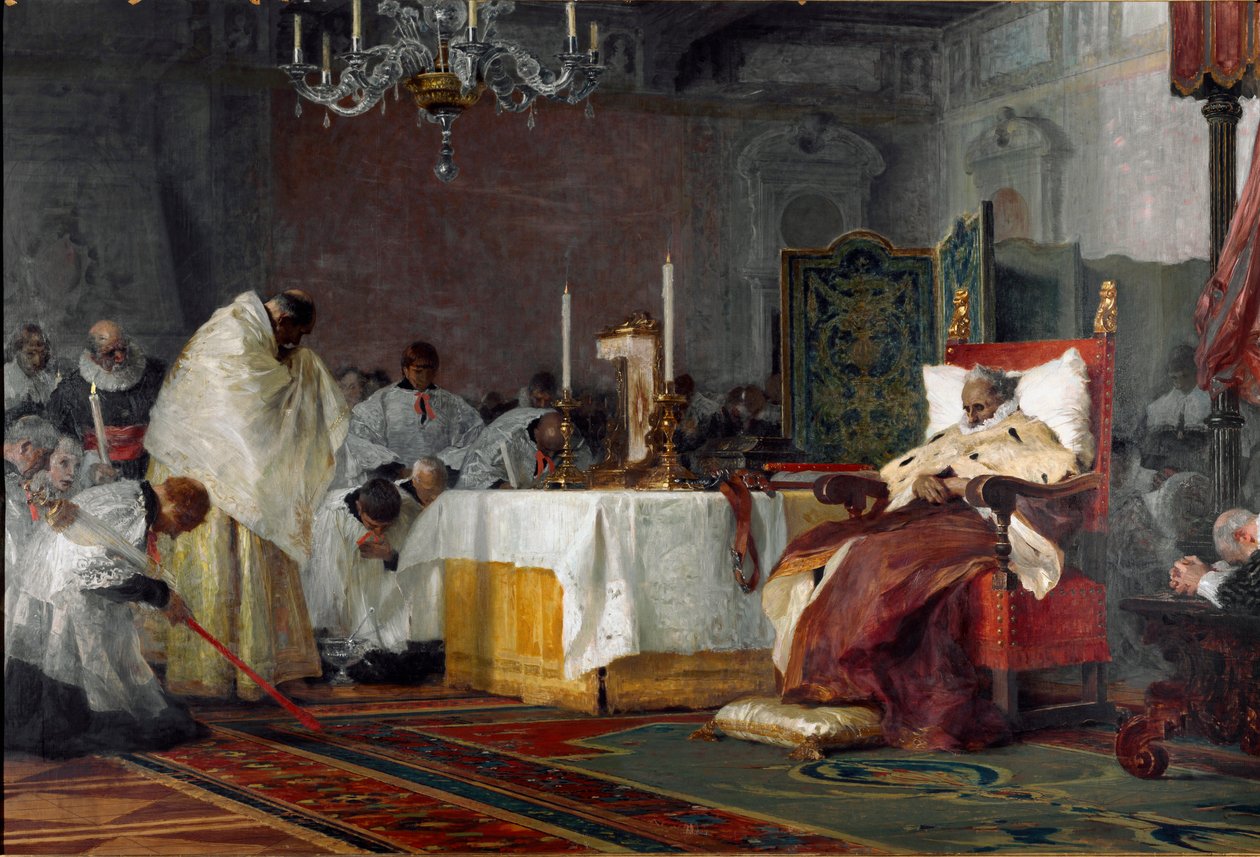 Charles-Emmanuelin viimeiset hetket (Charles Emmanuel) I Savoylainen (1562-1630) Niccolo Barabinon (1832-1891) maalaus 1891 Genes Galleria d