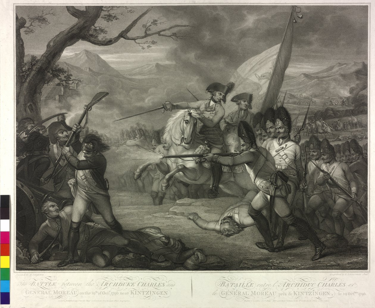 19.10.1796 arkkiherttua Karl Emmendingenin taistelussa. tekijältä Nicolo Schiavonetti