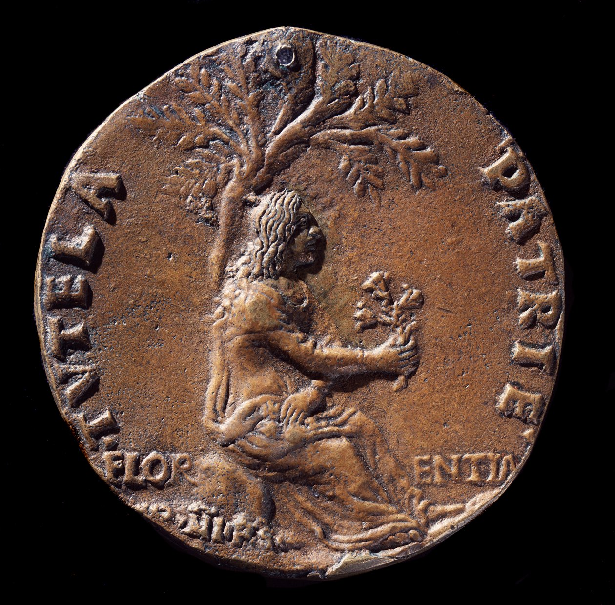 Lorenzo de Mediciä edustava mitali, joka tunnetaan upeana (pronssi tekijältä Nicolo Spinelli