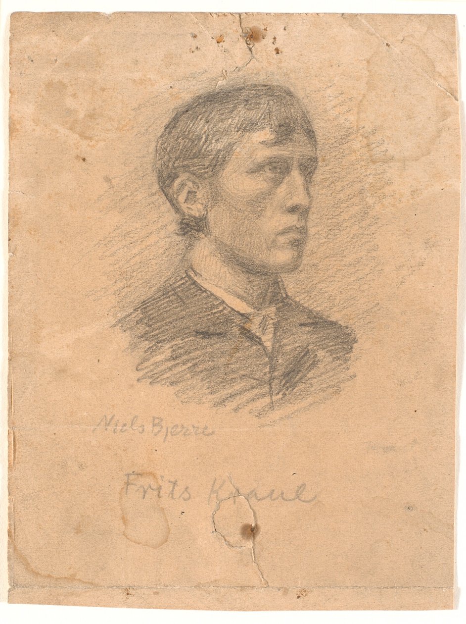 Taidemaalari Frits Kraulin (1862-1935) muotokuva 3/4-profiilissa tekijältä Niels Jakob Jakobsen Bjerre