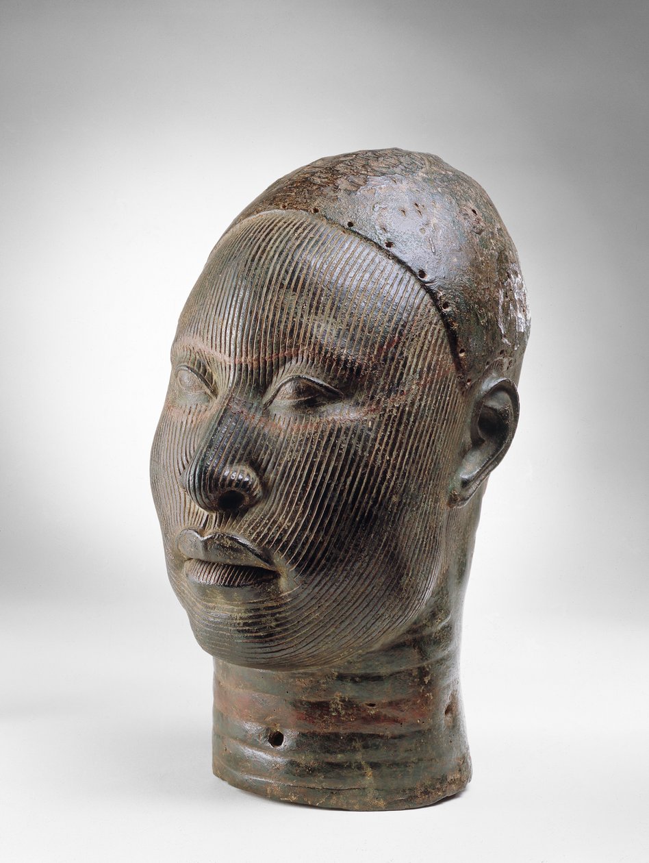 Oni, kuninkaan pää, Ife, 1100-1400-luku (pronssi) (katso myös 412927) tekijältä Nigerian