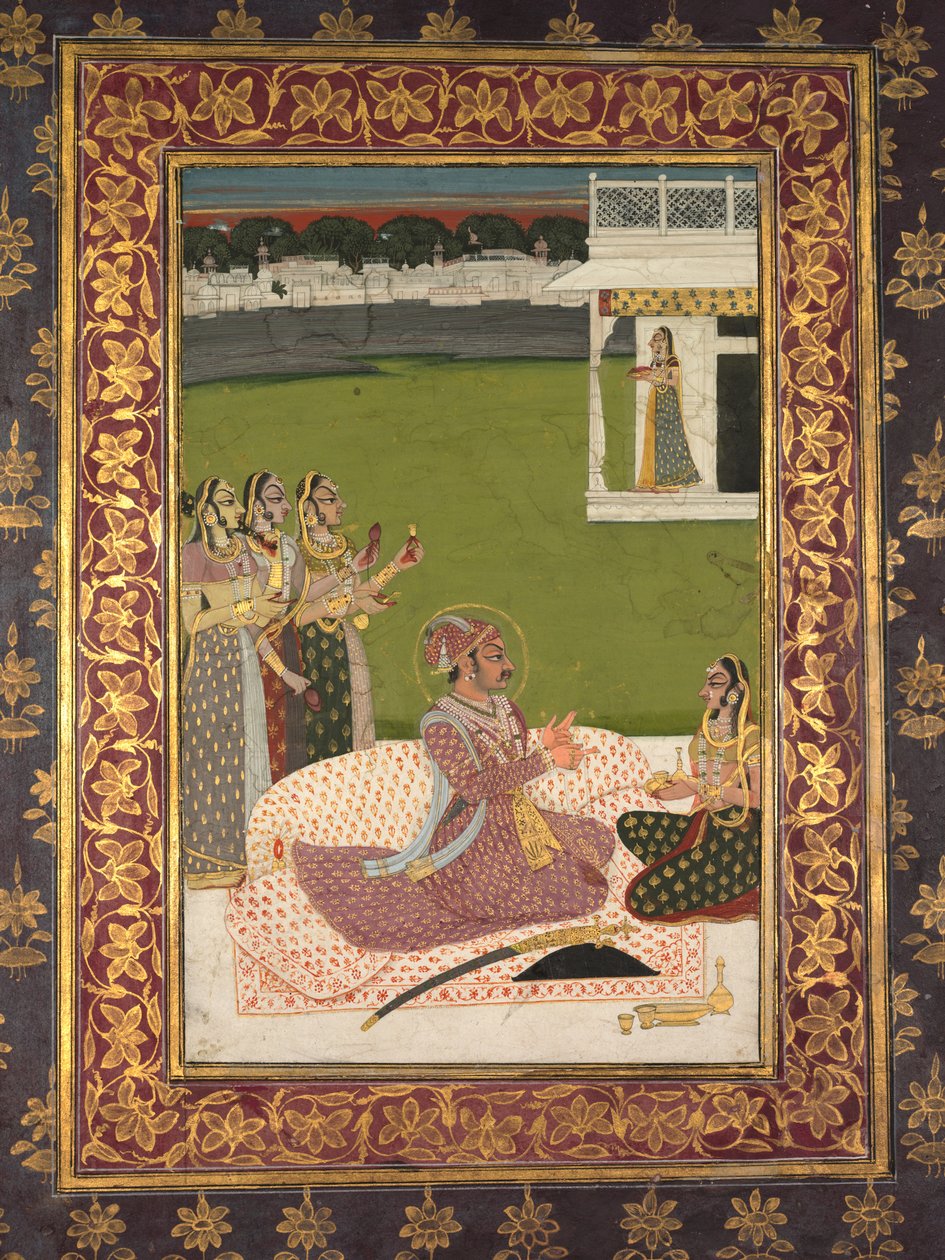 Muotokuva Maharaja Savant Singhistä puolison kanssa, Bani Thani, 1700-luvun puoliväli. tekijältä Nihal Chand