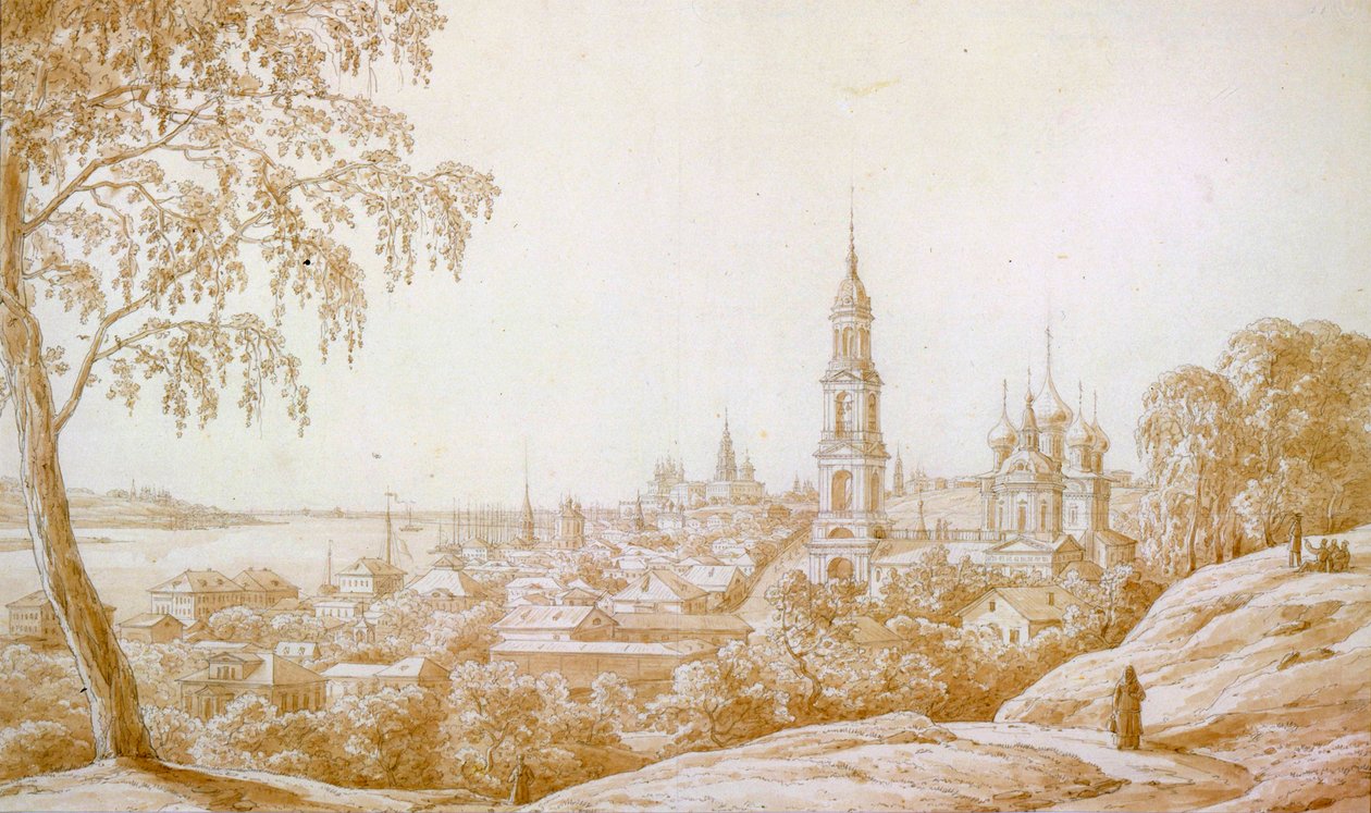 Näkymä Kostromaan, Venäjä, 1838. tekijältä Nikandor Grigorievich Chernetsov