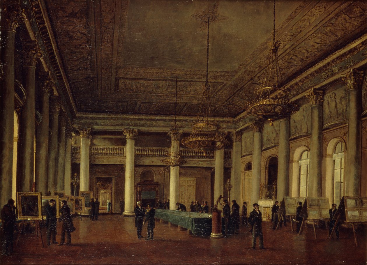Sisäkuva Dmitri Naryshkinin talosta Taiteen edistämisyhdistyksen kokouksen aikana, 1825 tekijältä Nikanor Grigoryevich Chernetsov
