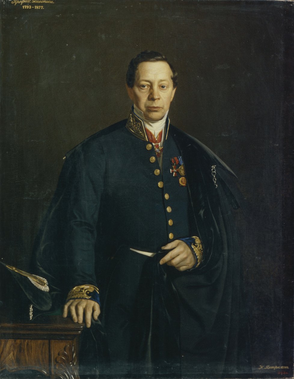 Taiteilija Pjotr Basinin muotokuva 1794-1881, 1857 tekijältä Nikanor Leontievich Tiutriumov