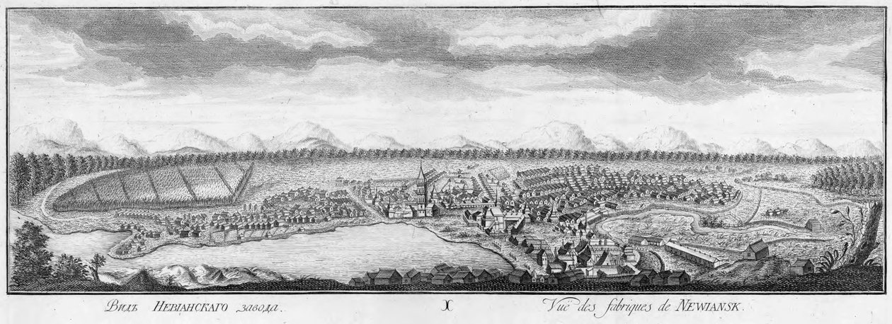 Näkymä Nevyanskin ruukista, 1769. tekijältä Nikita Fyodorovich Chelnakov
