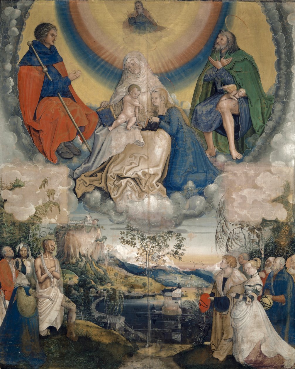 Pyhä Anna Neitsyen ja Lapsen kanssa, Pyhä Jaakob Suuri ja Pyhä Roch ruton vaivaaman ihmiskunnan esirukoilijoina, 1514-1515 tekijältä Niklaus Manuel
