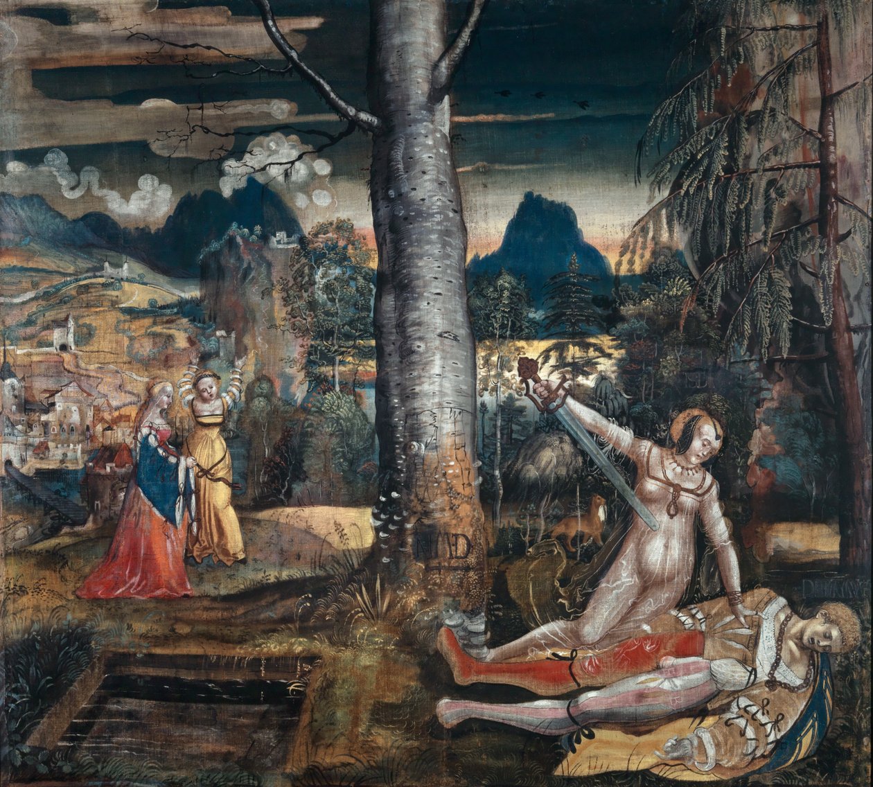 Pyramus ja Thisbe, noin 1513-14 (sekatekniikka kankaalle). tekijältä Niklaus Manuel