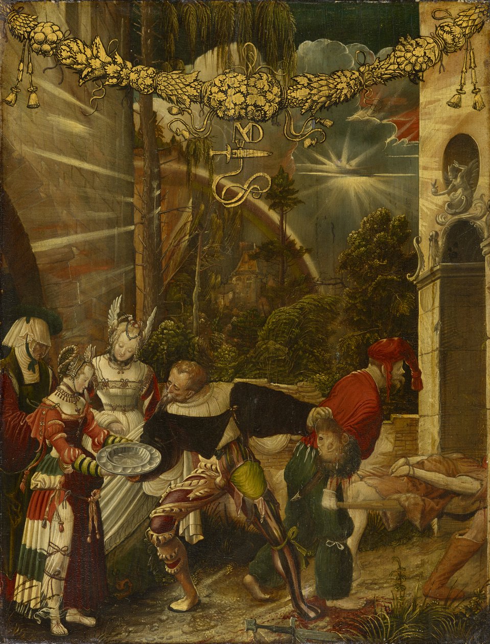 Johannes Kastajan mestaus, noin 1517 (öljy männylle). tekijältä Niklaus Manuel