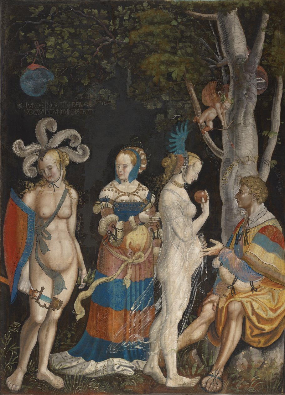 Pariisin tuomio, 1517-18 (maalaamaton sekatekniikka kankaalle) tekijältä Niklaus Manuel