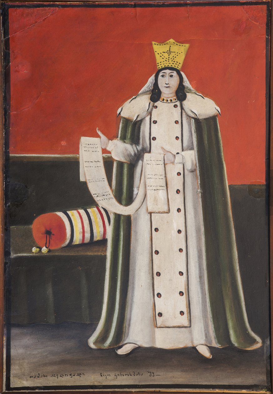 Reine Tamar (Thamar) de Georgie (Ga60-1213) - Kuningatar Tamar per Pirozmani (Pirozmanashvili), Nik (1862-1918). Öljy ja pahvi, koko: 90x70 tekijältä Niko Pirosmanashvili