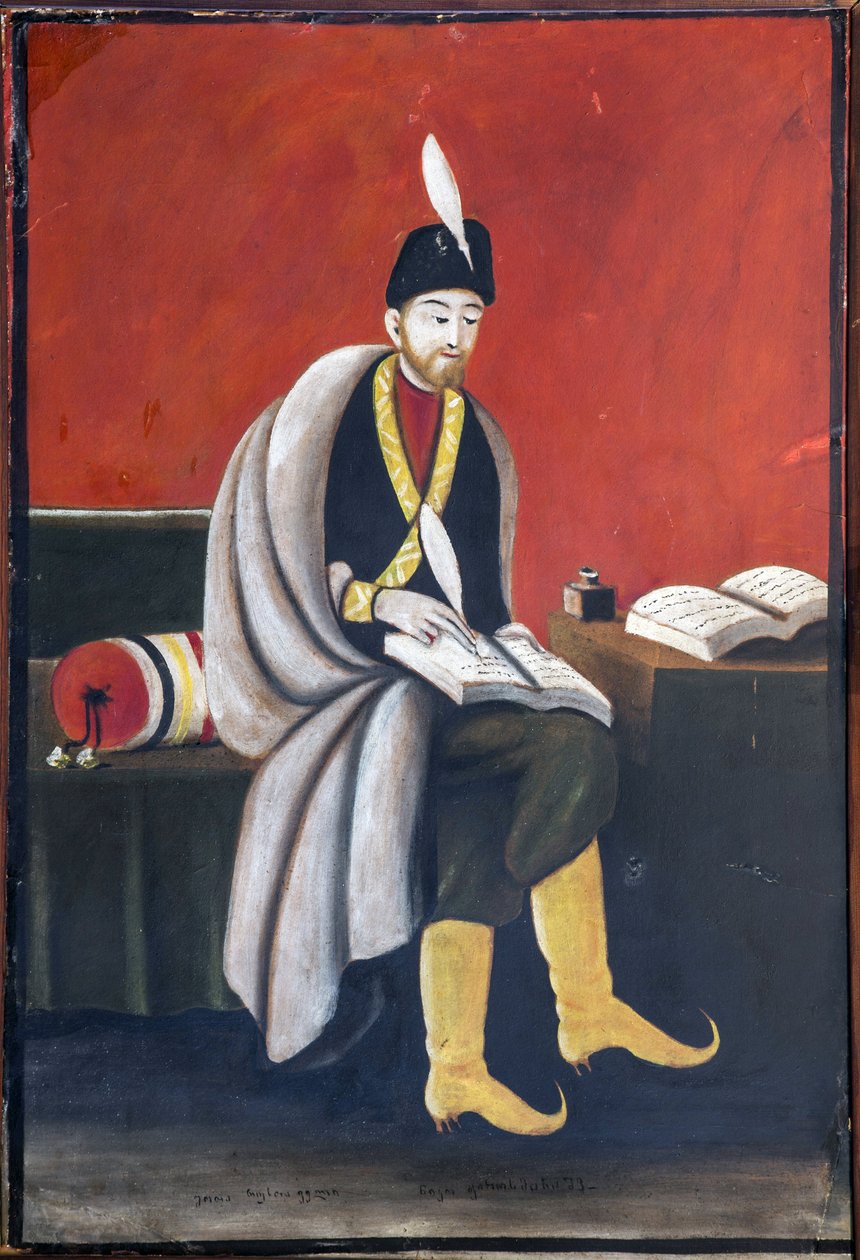 Shota Rustaveli (Rustveli) (1172-1216) par Pirosmani (Pirosmanašvili), Niko (1862-1918). Öljy pahville, koko: 10572 tekijältä Niko Pirosmanashvili