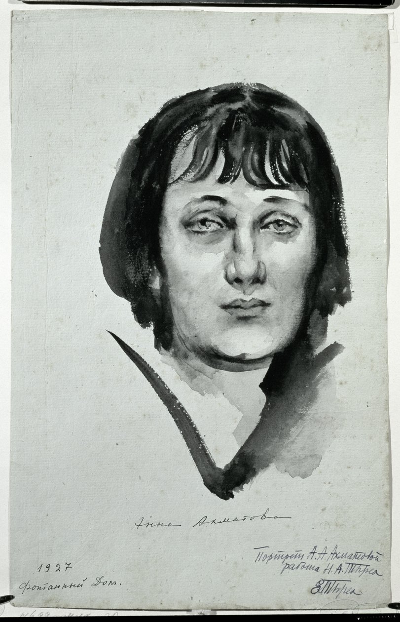 Muotokuva Anna Akhmatovasta (1889-1966), 1927 tekijältä Nikolai Adrianovich Tyrsa