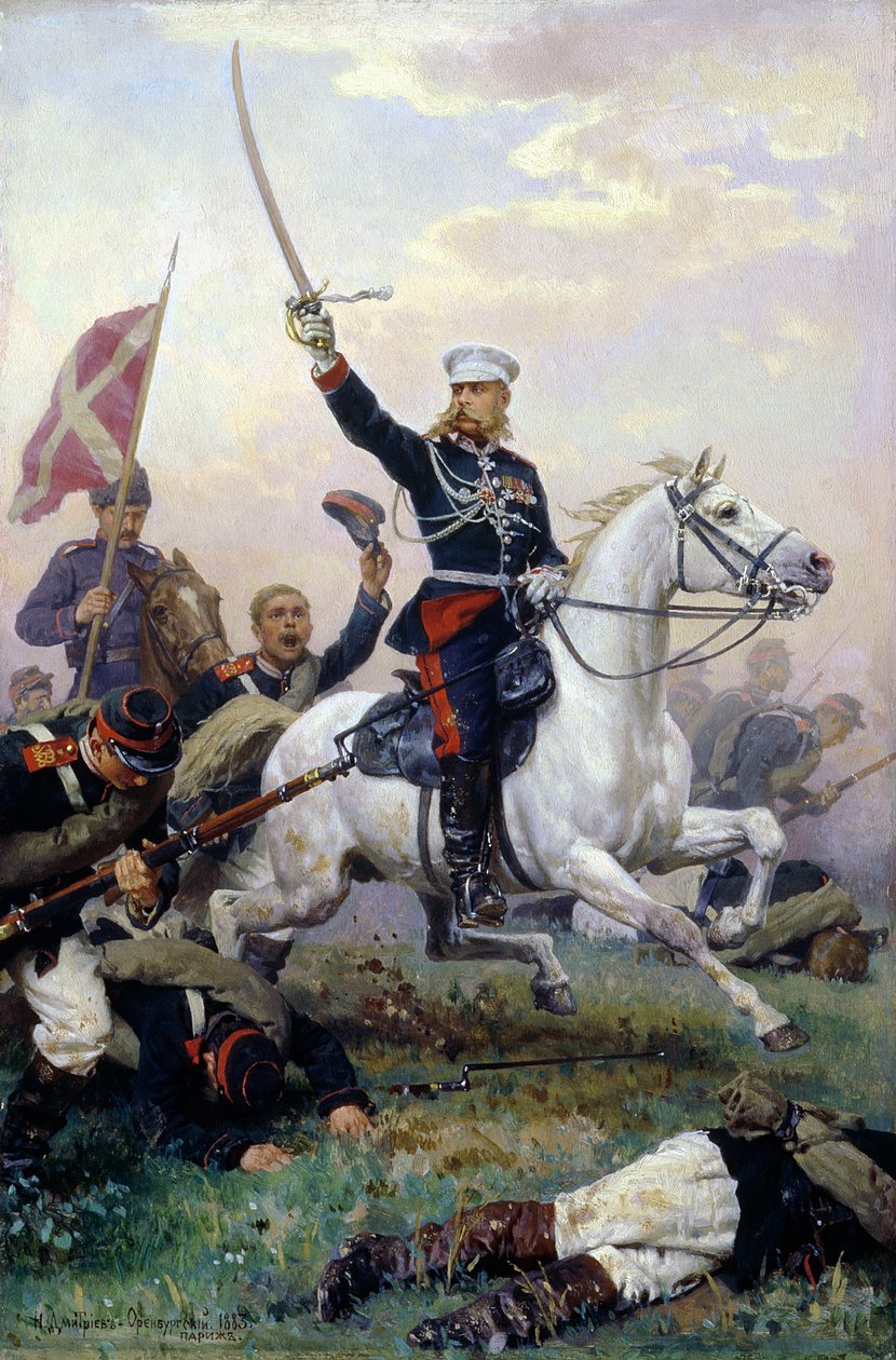 Kenraali M.D. Skobelev (1843-82) Venäjän ja Turkin sodassa, 1883 tekijältä Nikolai Dmitrievich Dmitriev Orenburgsky
