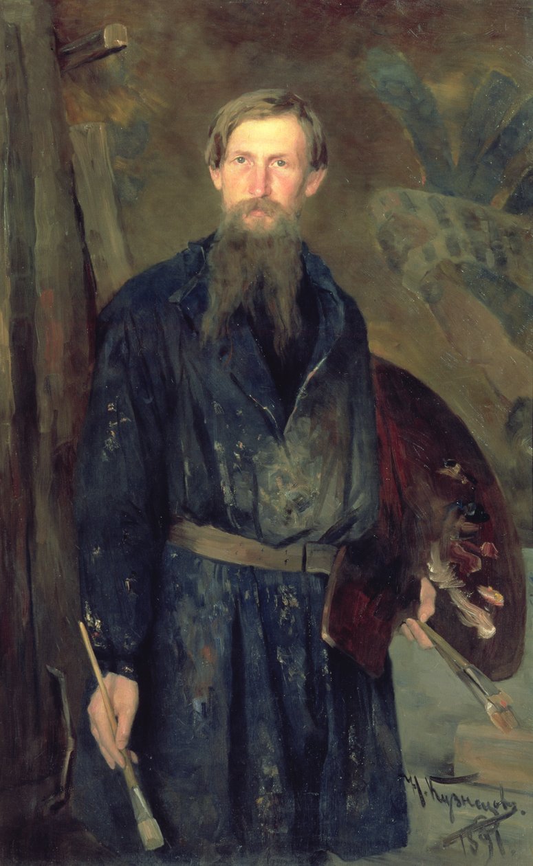Viktor Mikhailovich Vasnetsovin (1848-1926) muotokuva, 1891 (öljy paperille) tekijältä Nikolai Dmitrievich Kuznetsov