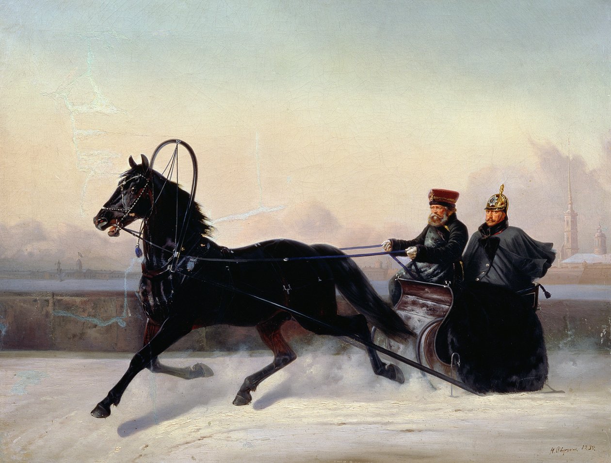 Keisari Nikolai I (1796-1855) Rekiä ajamassa tekijältä Nikolai Egorevich Sverchkov