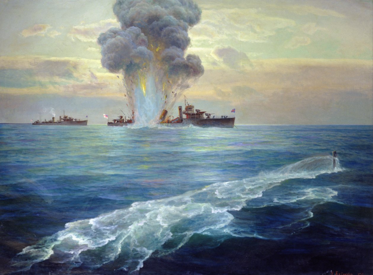 Bolshevikkisukellusvene Pantera torpedoi brittihävittäjän Vittorian Seiskarin saaren edustalla 1. syyskuuta 1919 1939 tekijältä Nikolai Evlampievich Bublikov