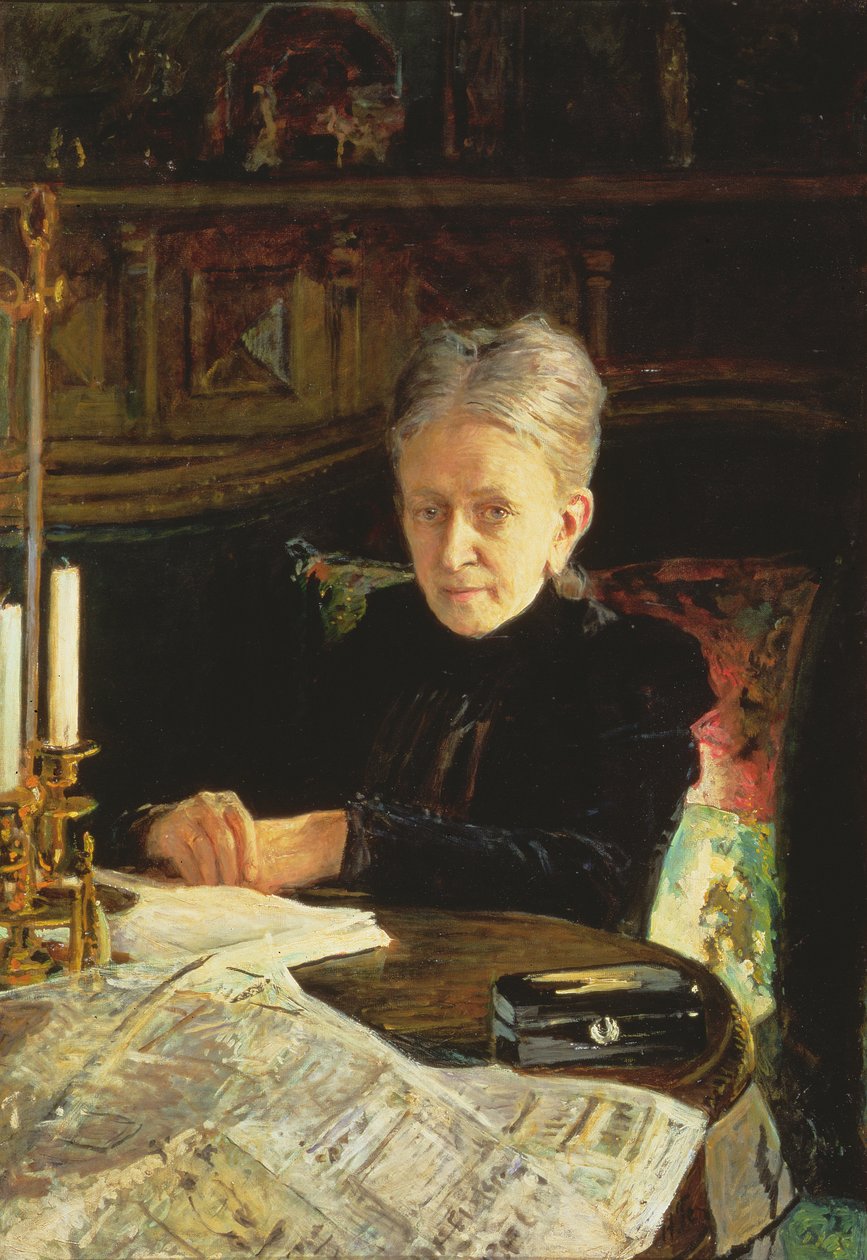 Muotokuva Elena Osipovna Likhachevasta (1836-1904) kirjailija ja sosiaalinen aktivisti, 1892 tekijältä Nikolai Nikolaevich Ge